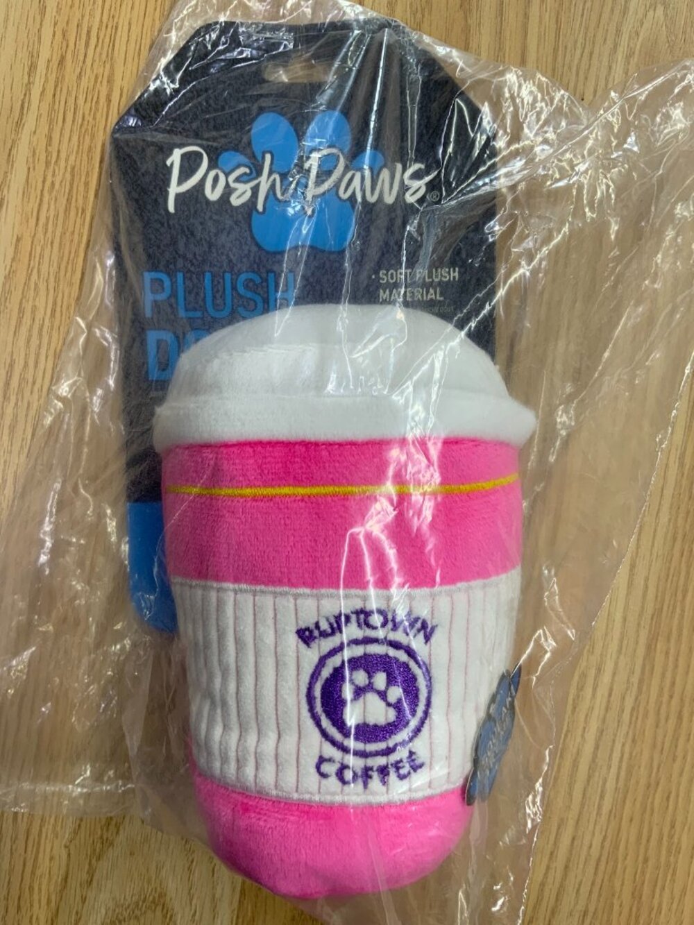 Posh Paws Pet Toy - Plush Puptown Coffee Dog Toy - Pink